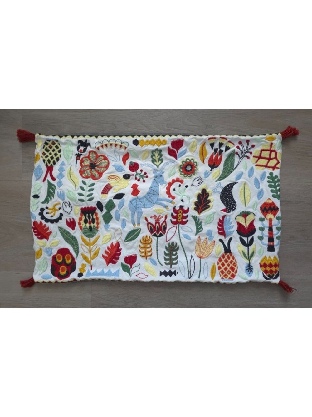 IKEA Rödarv Embroidered Scandinavian Folk Art Cushion Pillow Cover 16x26"